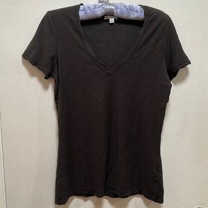 James Perse size 4 (L-XL) dark charcoal relaxed V neck T